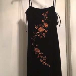Black Formal Velveteen dress with side split